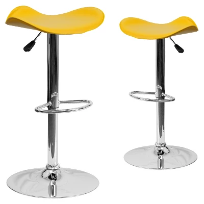 Emma And Oliver 2 Pack Contemporary Vinyl Adjustable Height Barstool With Wavy Seat And Chrome Base 3 Emma And Oliver 2 Pack Contemporary Vinyl Adjustable Height Barstool With Wavy Seat And Chrome Base