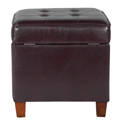 Square Tufted Faux Leather Storage Ottoman - HomePop 4 Square Tufted Faux Leather Storage Ottoman - HomePop - Image 2