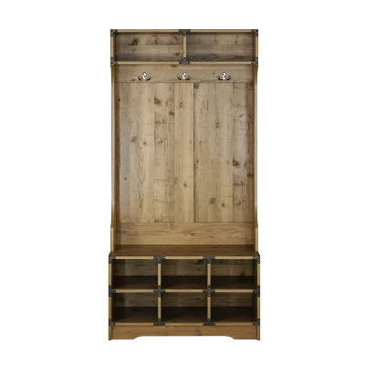 Saint Birch Austin Hall Tree And Shoe Bench, Old Pine 4 Saint Birch Austin Hall Tree And Shoe Bench, Old Pine - Image 2