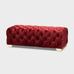 Avara Velvet Button Tufted Bench Ottoman - Baxton Studio -Homcom Crosley Shop GUEST d503725f a800 4d37 8d37 c1472781f598
