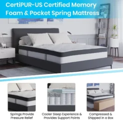 Flash Furniture Capri Comfortable Sleep 12 Inch CertiPUR-US Certified Memory Foam & Pocket Spring Mattress, Mattress In A Box -Homcom Crosley Shop GUEST d5131fd2 1de2 4f69 a43f 2f5c3161bbc8