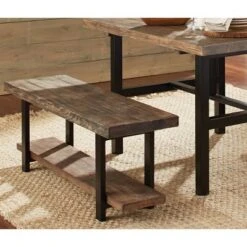 48" Pomona Solid Wood And Metal Entryway Bench Brown - Alaterre Furniture -Homcom Crosley Shop GUEST d52dc38f e6ef 4170 9ba3 f0903f739211