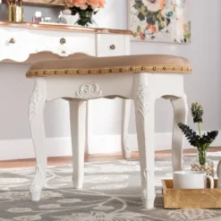 Gabrielle Velvet Fabric Upholstered Wood Vanity Ottoman Sand/White/Gold - Baxton Studio 14 Gabrielle Velvet Fabric Upholstered Wood Vanity Ottoman Sand/White/Gold - Baxton Studio -Homcom Crosley Shop GUEST d5733f60 eae5 470a 92f2 7f55a6f60c23