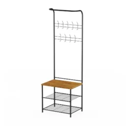 Hastings Home Entryway Bench With Coat Rack, Seat, Hooks, And Shoe Storage, Black -Homcom Crosley Shop GUEST d57b9454 4b52 4f9e 834b 5721aa8bfc3f