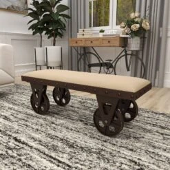 Industrial Wood Bench Brown - Olivia & May -Homcom Crosley Shop GUEST d59e805f 4d36 4a04 95e6 8d0ddd664081