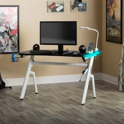 Icon PC Gaming Desk With Built-in Charging Station And LED Lights Black - SD Gaming 21 Icon PC Gaming Desk With Built-in Charging Station And LED Lights Black - SD Gaming - Image 19