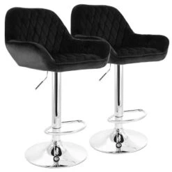 Elama 2 Piece Adjustable Velvet Bar Stool Set -Homcom Crosley Shop GUEST d63e2183 d301 4c9f 9a1a 4e1f6f8c2e02