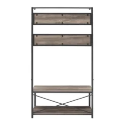 72" Industrial Farmhouse Metal And Wood Hall Tree Gray Wash - Saracina Home -Homcom Crosley Shop GUEST d69cde4c 7309 4cd5 8f50 c9aa8116027a