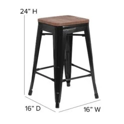 Emma And Oliver 24"H Backless Black Metal Counter Height Stool With Wood Seat 15 Emma And Oliver 24"H Backless Black Metal Counter Height Stool With Wood Seat -Homcom Crosley Shop GUEST d69dd8b9 ee9c 43c8 ab1b 713c28c7db89