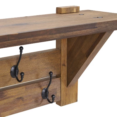 40" Bethel Acacia Wood Bench And Coat Hook With Shelf Natural - Alaterre Furniture 17 40" Bethel Acacia Wood Bench And Coat Hook With Shelf Natural - Alaterre Furniture - Image 15