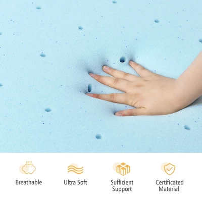 Costway 4''Gel-Infused Memory Foam Mattress Topper Ventilated Bed Pad 4 Costway 4''Gel-Infused Memory Foam Mattress Topper Ventilated Bed Pad - Image 2