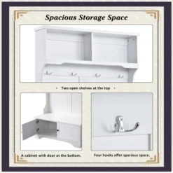 3-in-1 Design Hall Tree Entryway Bench With Shelves Cabinet And Four Hooks-ModernLuxe -Homcom Crosley Shop GUEST d757f074 553b 46bb a521 da0a48c97caa