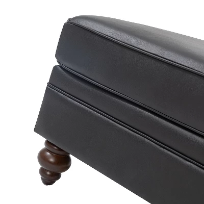 Benito 26.5" Wide Contemporary Genuine Leather Ottoman For Living Room | ARTFUL LIVING DESIGN 8 Benito 26.5" Wide Contemporary Genuine Leather Ottoman For Living Room | ARTFUL LIVING DESIGN - Image 6