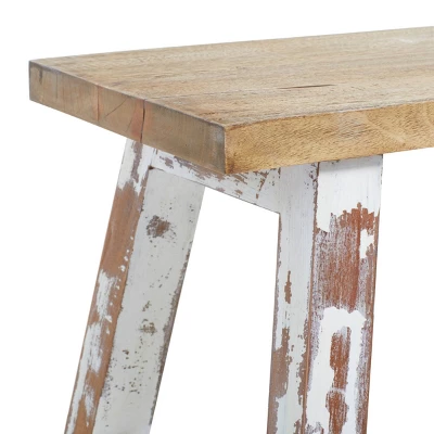 Rustic Wood Bench Brown - Olivia & May 4 Rustic Wood Bench Brown - Olivia & May - Image 2