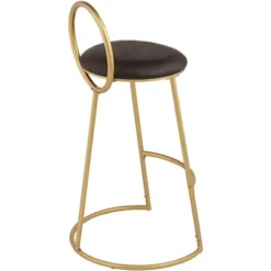 55 Downing Street Gold Swivel Bar Stool 30 1/2" High Industrial Brown Faux Leather Cushion For Kitchen Counter Height Island Home -Homcom Crosley Shop GUEST d88f65cf cbed 47bb a22e bb8b9e423e5c