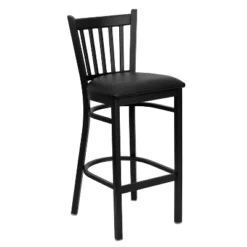 Emma And Oliver Black Vertical Back Metal Restaurant Dining Barstool -Homcom Crosley Shop GUEST d8adf404 5f5d 41fd a760 3a176bb015dd