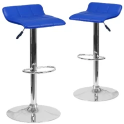 Emma And Oliver 2 Pack Contemporary Vinyl Adjustable Height Barstool With Quilted Wave Seat And Chrome Base -Homcom Crosley Shop GUEST d91b85d5 3f53 4798 a342 8a900c884473