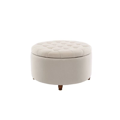 Large Round Tufted Storage Ottoman With Lift Off Lid - WOVENBYRD 20 Large Round Tufted Storage Ottoman With Lift Off Lid - WOVENBYRD - Image 18