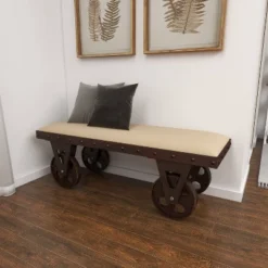 Industrial Wood Bench Brown - Olivia & May -Homcom Crosley Shop GUEST d9a9bdf5 8588 4885 ae8c 53a914030950