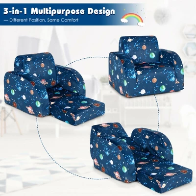 Costway 3-in-1 Convertible Kid Sofa Bed Flip-Out Chair Lounger For Toddler 6 Costway 3-in-1 Convertible Kid Sofa Bed Flip-Out Chair Lounger For Toddler - Image 4
