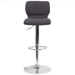Merrick Lane Set Of Two Swivel Bar Stools In Charcoal Fabric With Vertical Stitched Back And Adjustable Chrome Base With Footrest 12 Merrick Lane Set Of Two Swivel Bar Stools In Charcoal Fabric With Vertical Stitched Back And Adjustable Chrome Base With Footrest -Homcom Crosley Shop GUEST da0bbb58 cdc5 4d80 b277 12605f989459