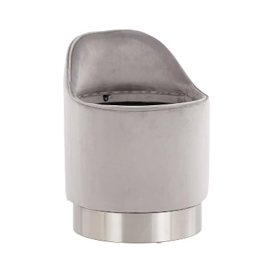 Marla Glam Vanity Stool Steel/Velvet Chrome/Silver - LumiSource 10 Marla Glam Vanity Stool Steel/Velvet Chrome/Silver - LumiSource - Image 8