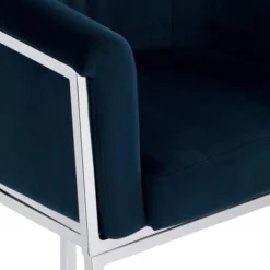 Studio 55D Chrome Bar Stool 31" High Modern Blue Velvet Cushion Upholstered With Backrest Footrest Kitchen Counter Height Island -Homcom Crosley Shop GUEST db141842 d63f 49f1 ab9d 1abf8788d094