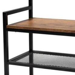 Edan Wood And Metal Freestanding Coat Hanger Walnut Brown/Black - Baxton Studio -Homcom Crosley Shop GUEST db704a30 20fc 481f a416 c0d14314f5bc