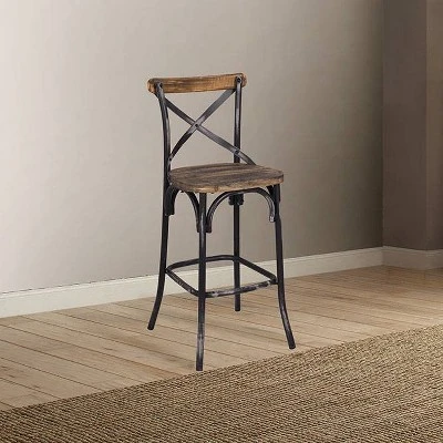 18" Zaire Bar Chair Antique Black/Antique Oak - Acme Furniture 3 18" Zaire Bar Chair Antique Black/Antique Oak - Acme Furniture