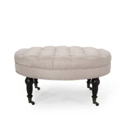 Cimarron Contemporary Round Ottoman With Rolling Casters - Christopher Knight Home -Homcom Crosley Shop GUEST dbe5a222 24a6 4542 9788 2b6f4e33302b