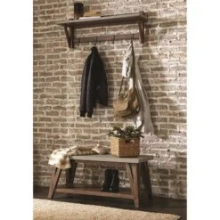Brookside Entryway Coat Hook And Bench Concrete Coated Top And Wood Light Gray/Brown - Alaterre Furniture -Homcom Crosley Shop GUEST dc535ef9 51cf 41a5 b4e2 ece38ecb49d2
