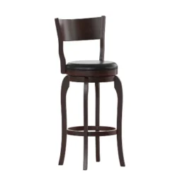 Merrick Lane 30" Classic Wooden Open Back Swivel Bar Height Pub Stool With Upholstered Padded Seat And Integrated Footrest -Homcom Crosley Shop GUEST dc930bb7 d195 44d0 a365 84d3c08c5003
