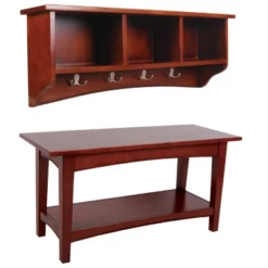 Shaker Cottage Storage Coat Hook With Bench Set - Alaterre Furniture -Homcom Crosley Shop GUEST dd800ba0 e8ff 4e39 bac3 9581bb95b5dc