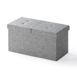 30" Button Tufted Folding Storage Ottoman Bench With Smart Lift Top - Mellow -Homcom Crosley Shop GUEST ddfb12d4 7a90 40f5 9b38 a450997c9983
