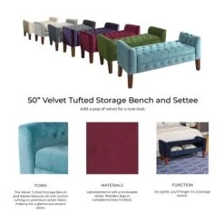 Velvet Tufted Storage Settee Bench - HomePop -Homcom Crosley Shop GUEST de171a77 5b3b 4640 a244 738b0f7d02d0