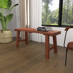 Mahogany Wood Bench Brown - Olivia & May -Homcom Crosley Shop GUEST de1bcff1 d2aa 43d5 b2ff 0a8162a2bc58