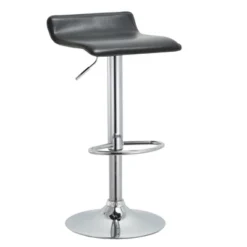 Set Of 2 34" Contemporary Swivel And Adjustable Barstools Black - AC Pacific