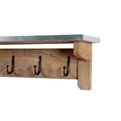 Millwork Bench With Coat Hook Shelf Wood And Zinc Metal Silver/Light Amber - Alaterre Furniture -Homcom Crosley Shop GUEST de2f9937 f3ff 470b 9506 712137bd57a3