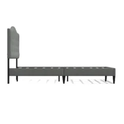 Glenwillow Home Oros Upholstered Platform Bed, Tufted Camelback, Mattress Foundation, Wood Slat Support, No Box Spring Needed, Stone, Queen -Homcom Crosley Shop GUEST de47e757 820c 48f9 ba72 48aecdfdf9a1