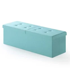 45" Folding Toy Box Chest With Smart Lift Top Upholstered Tufted Storage Ottoman - Mellow -Homcom Crosley Shop GUEST df739006 98b4 4479 97e9 6e870e577d01