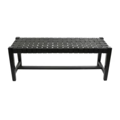 Modern Leather Woven Bench Black - Olivia & May -Homcom Crosley Shop GUEST df8b3848 4346 4991 83b1 4912b746d4da