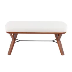 42" Folia Bench Polyester/Wood Walnut/Cream - LumiSource -Homcom Crosley Shop GUEST e025a216 3f05 4b43 b5ef d3133f82104c