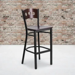 Emma And Oliver Black Decorative 3 Circle Back Metal Restaurant Dining Barstool