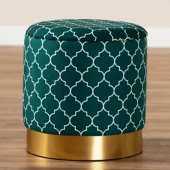 Serra Quatrefoil Velvet Upholstered Metal Storage Ottoman - Baxton Studio -Homcom Crosley Shop GUEST e138797e 60a3 4f9b 9046 a45ea182487d