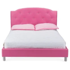 Queen Canterbury Modern And Contemporary Faux Leather Platform Bed Hot Pink - Baxton Studio