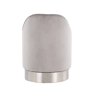 Marla Glam Vanity Stool Steel/Velvet Chrome/Silver - LumiSource 5 Marla Glam Vanity Stool Steel/Velvet Chrome/Silver - LumiSource - Image 3