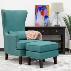 Kegan Ottoman Teal - Picket House Furnishings