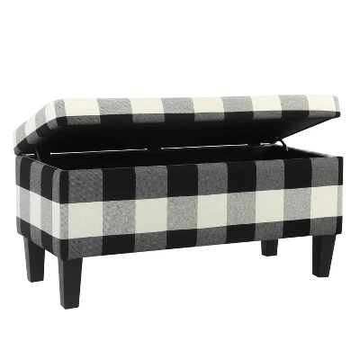 Large Decorative Storage Bench Black Plaid - HomePop 4 Large Decorative Storage Bench Black Plaid - HomePop - Image 2