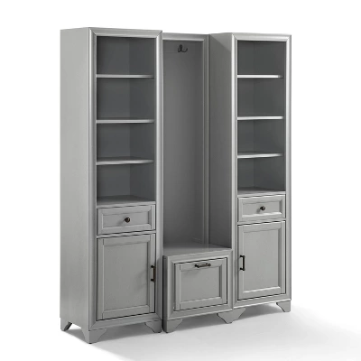 3pc Tara Entryway Set - Hall Tree And 2 Linen Cabinets Distressed Gray - Crosley 3 3pc Tara Entryway Set - Hall Tree And 2 Linen Cabinets Distressed Gray - Crosley