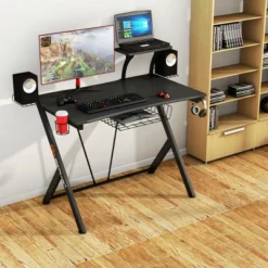 Costway Gaming Desk Computer Desk PC Table Workstation With Headphone Hook & Cup Holder -Homcom Crosley Shop GUEST e39bdb20 3403 42eb ac52 5cb8c7a9ce6e
